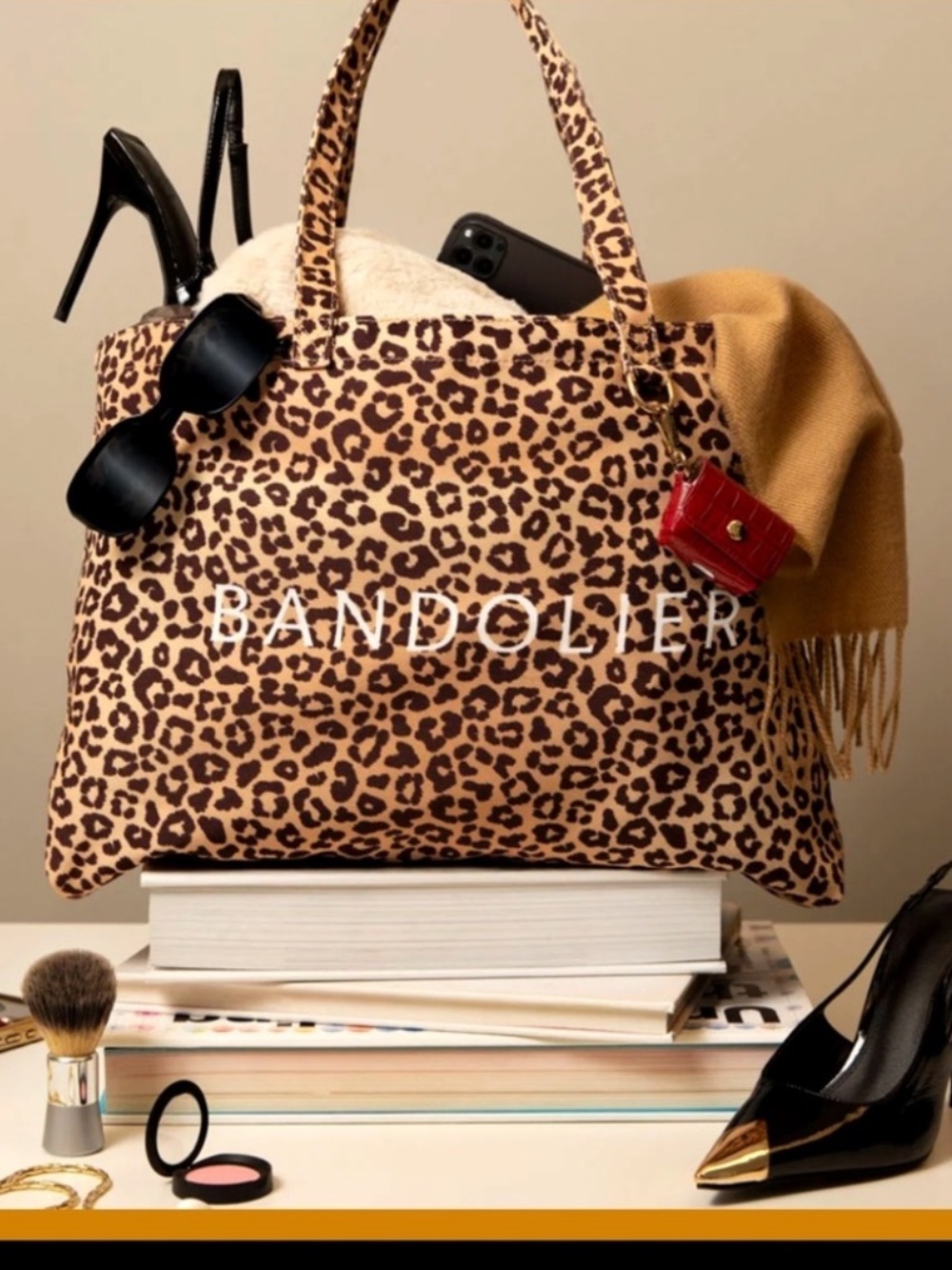 BANDOLIER CHEETAH PRINT TOTE